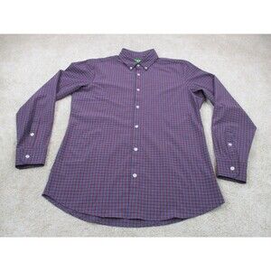 Mizzen Main Shirt Mens Large Trim Fit Leeward Blue Red Performance Button Up